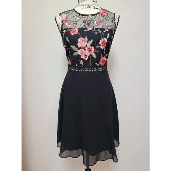 🌹Rose Embroidered Elegant Romantic Cocktail Classy Floral Dress XXL NWT - Picture 7 of 16